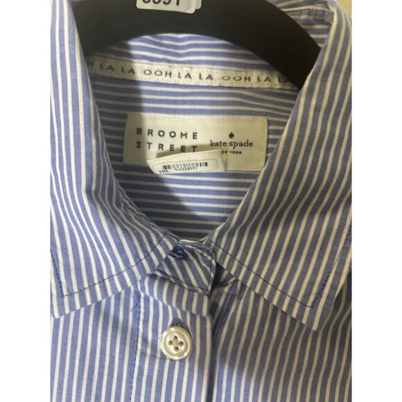 Broome Street KAte Spade Blue and White Pin Stripe Button Up Dress Sz XS - Picture 2 of 3